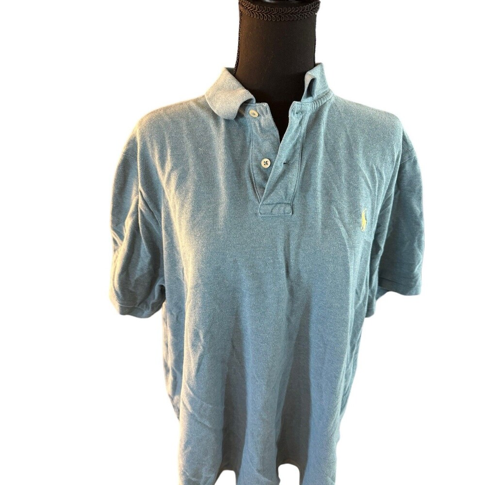 Polo Ralph Lauren Polo Shirt Mens XL Turquoise Teal Yellow Pony Short Sleeve - Picture 3 of 7